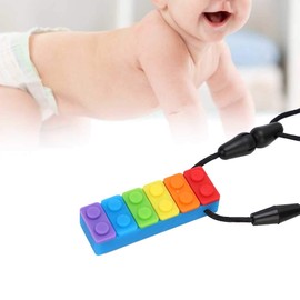 Collar de silicona para masticar mordedor: perfecto para autistas, TDAH, SPD, niños con motor oral, niños, niños y niñas (resistente, duradero)(azul)