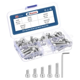 Kozelo 50pcs M6 Socket Head Cap Screws Bolts Nuts Assortment Kit - [M6x10/12/16/20/25mm] 304 Stainless Steel Allen Socket Drive for 3D Printer