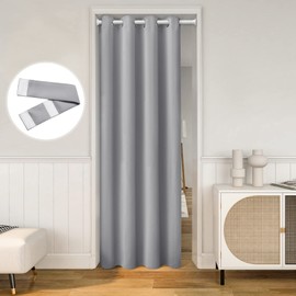 HOMEIDEAS Doorway Curtains Privacy, Grommet Closet Curtain for Bedroom, Blackout Temporary Door/Accordion Door Cover Curtains, Tie Back Insulated Curtain Drape, Light Grey, W39 x L78 Inch, 1 Panel