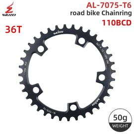 BIKECO Bicycle Narrow Wide Chainring 110/130BCD 5 Screws Round Bicycle Chainring 36/38/40/42/44/46/48/50/52/54/56/58/60T Bicycle Chainring for 9 10 11 Speed Road Bike MTB (110BCD,36T)