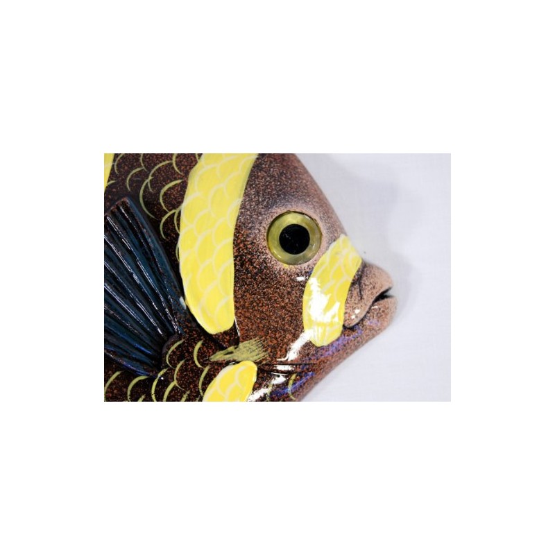 LX Handpainted Tropical Fish Replica Wall Mount Decor Plaque Black