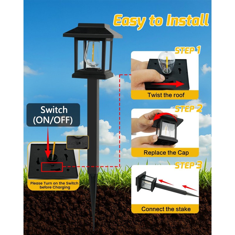 16-Pack Solar Lights Outdoor (Extra-Bright & Auto On/Off), Solar Powered