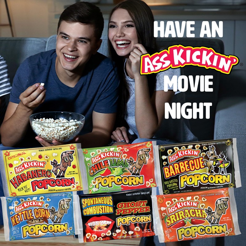 ASS KICKIN' Premium Microwave Popcorn – Variety Gift Pack (6)