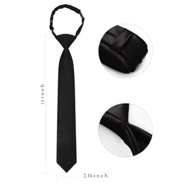 RBOCOTT Satin Black Ties for Boys Pre-tied Adjustable Kid Necktie for Age 8-12 Wedding and School Graduation(11)