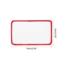 MECCANIXITY 15pcs Sublimation Patch Blank, 10x6cm/3.94x2.36 Inch Rectangle Fabric Iron-on Blank Heat Transfer Repair Patch for DIY Crafts Caps Clothes, White with Red Border