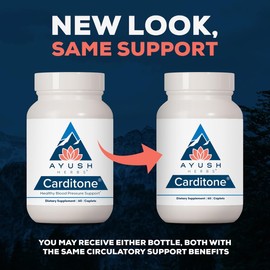 Ayush Herbs Carditone - Natural Heart Health Supplement for Women & Men, BP Formula, Holistic Heart Support with Rauwolfia, Arjuna, Calcium, and Magnesium - 60 Vegetarian Caplets (1 Count)