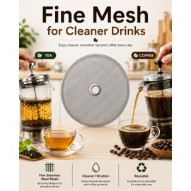 Runzefeng Cafetiere Filter Mesh 4 Pack, 10.2cm Stainless Steel Filters
