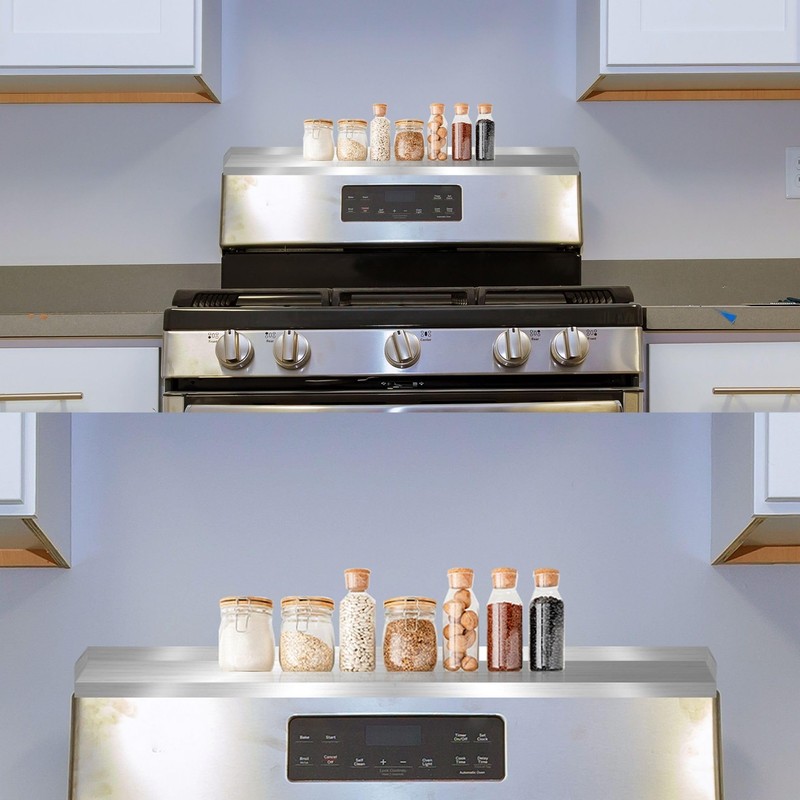 Performore Stainless Steel Oven Storage Shelf 15.5x3.75x2 – 2-Piece Interlocking