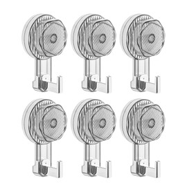 TBRFP Pack of 6 Suction Cup Hooks without Drilling, Suction Cup Hooks Strong, Max 5 kg, Suction Hooks Extra Strong Reusable, Suction Cups Hooks Transparent, Suction Cups for Bathroom, Kitchen, Office,