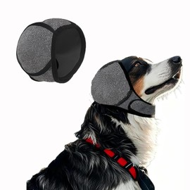 JOLNNKHF Dog Ear Muffs, Waterproof Calming Hoodie, Anti-Anxiety Ear Covers for Noise Relief, Thunder, Fireworks & Bath Time, Grey,Medium