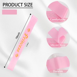 Exacoo Princess Satin Sash for Women Girls Pink with Gold Glitter Letters with Pearl Brooch Pin Party Accessory Birthday Gift Prom Photo Props Decorations Beauty Pageant Sashes