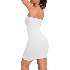 Strapless Shapewear for Women Full Slip shapewear dress Tummy Control slip for women under dress White 3XL