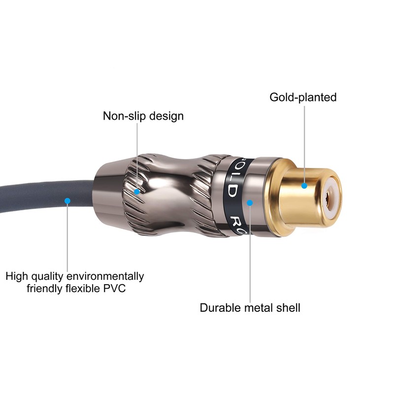 Devinal RCA Splitter, RCA 1 Male to 2 Female Cable