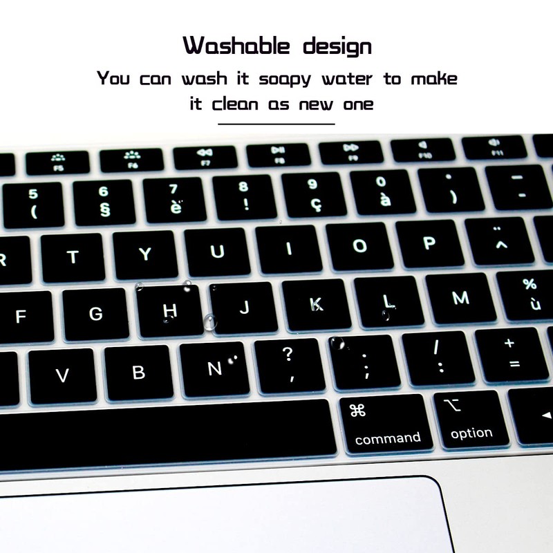 HRH French AZERTY Language Silicone Keyboard Cover Skin for MacBook