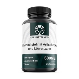 Mariendistel mit Artischocke und Löwenzahn 120 Kapseln Leber Kur Entgiftung Hochdosiert 80% Silymarin Vegan (1)