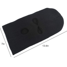 3 Hole Winter Knitted Mask, Outdoor Sports Full Face Cover Ski Mask Warm Knit Balaclava for Adult Black