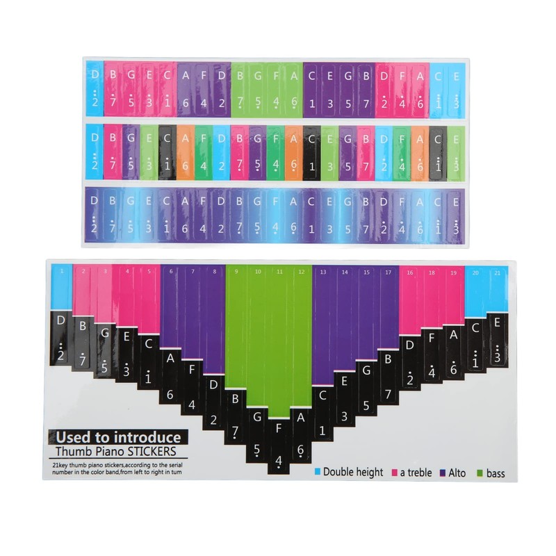 Piano Keyboard Stickers, 21 Tone Thumb Piano Universal, Colorful Kalimba