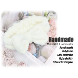 Awenbin Spa headband, bowknot headband in creamy-white, reusable, soft and comfortable, preventing liquid from getting wet and disrupting hair, ideal for facial cleansing, bathing, and yoga exercises