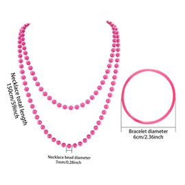 OYWOBET 80s Accessories Retro Plastic Beaded Necklace with Silicone Jelly Bracelets, 80s Necklace with Neon Jelly Bracelets for Woman
