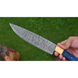 M DAMASCUS CUSTOM HANDMADE DAMASCUS STEEL ENGRAVED BLADE CHEF KNIFE KITCHEN KNIFE 447