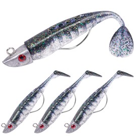 HOTUT Rubber Fish Set, 3 Pieces Fishing Lures with Jig Head, Rubber Bait for Trout, Zander Perch, Artificial Bait Fishing Equipment, Artificial Bait Pike Bait, Sweet & Saltwater, Men's Fishing Gifts