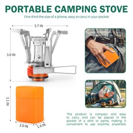OYMLANX Portable Camping Stove Backpacking Stove, Lightweight Mini Gas Stove for Hiking, Travel, Adventures, and Emergencies, Portable Camp Stove with Piezo Ignition and 3000 Watts of Power