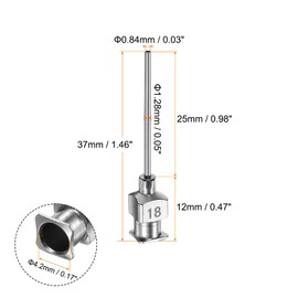 QUARKZMAN Pack of 12 18 Gauge Stainless Steel Dosing Cannulas, 1 Inch Metal Glue Needle Tube with Blunt Tip and Luer Lock for Thick Materials, Ink, Glue, Lab Insert