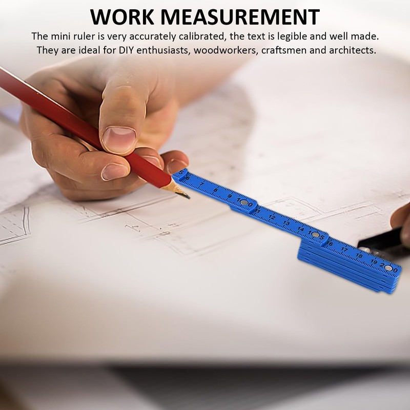 Pack of 5 50 cm mini folding ruler with key
