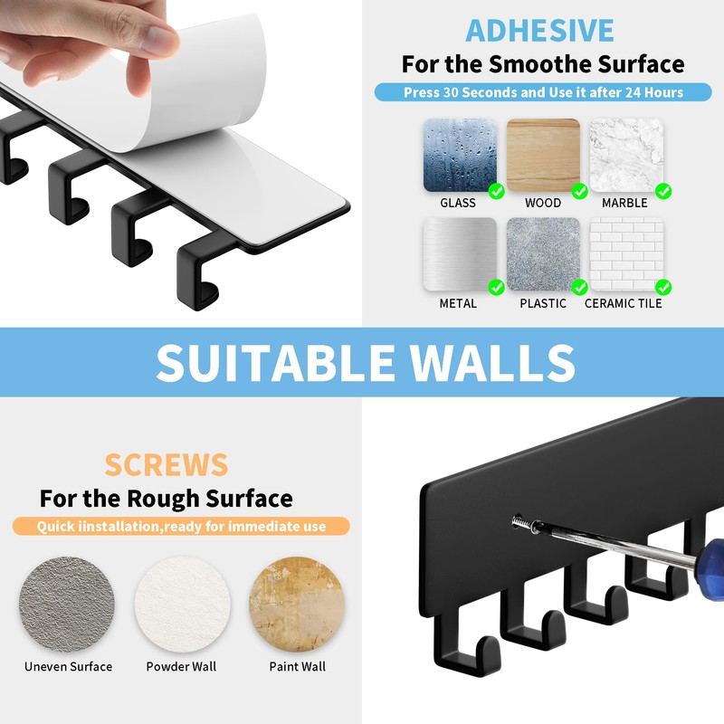 GTK Key Holder for Wall, Key Hooks with 10 Hooks,