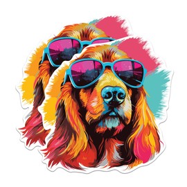 (2 Pack) Basset Fauve De Bretagne Dog Stickers - Basset Fauve De Bretagne with Sunglasses - Choose FromOver 100 Dog Breeds - 5 Inches On Longest Side - Premium Vinyl - Made in USA - BMCS0308
