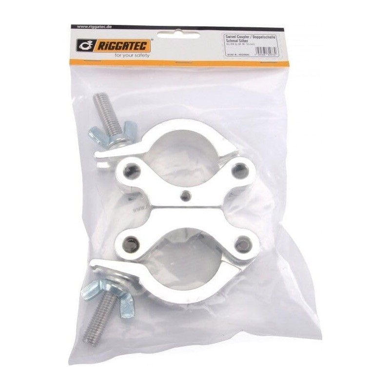 Riggatec Double Clamp Swivel Coupler Narrow Silver up to 200
