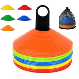 Marker Cone, Color Cone, 10, 15, 20, 25, 30, 50, 60 Pieces, Training Cones, Disc Cones, Futsal Supplies, Dribbling Markers, Soccer, Baseball, Tennis Practice Cone, Storage Bag and Dedicated Stand, 5