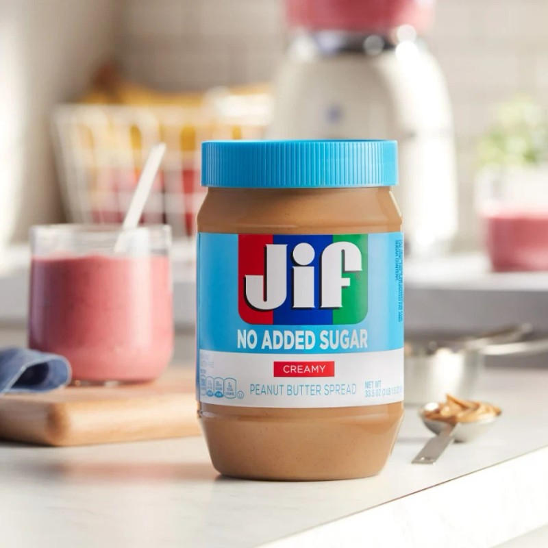 Jif No Added Sugar Creamy Peanut Butter Spread, 33.5 oz.