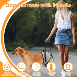 Dog Harness with Handle, Dog Sling for Large Dogs Hind Leg Support, Adjustable Dog Lift Harness for Large Dogs, Dog Support Harness for Back Legs Elderly, Injured, Disabled Dogs