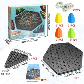 Chain Triangle Game, Game with Rubber Bands Triangle, Brain Games - from 8 Years Strategic Game, Board Games - Family Joys for Age Group, Expandable Rescue Games for Desktops