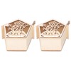 2Pcs Bird House with Warm Light Hollow Flowers Patterns Bird