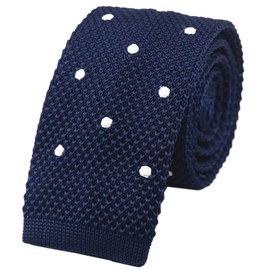 Vizakiss - Corbata de algodón formal para hombre, color liso, para hombre, Azul marino lunares, Talla única