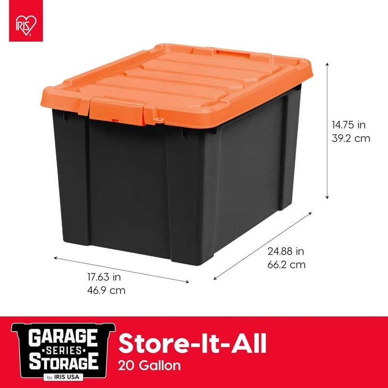 IRIS USA 20 Gallon Lockable Storage Bins with Lids, 2