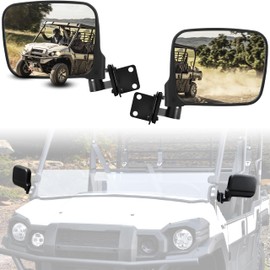 SAUTVS Adjustable Side Mirrors Compatible with Kawasaki Mule Pro FXT DXT DX FX 2015-2025, High-definition Clear Exterior Wider Foldable Side Rearview Mirror with Bracket Accessories, 2PCS