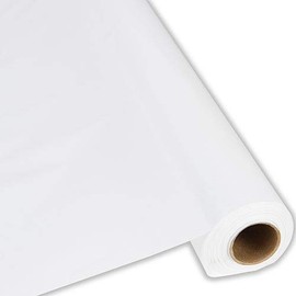 Table Mate Plastic Party Banquet Table Cover Roll - 300 ft. x 40 in. - Disposable Tablecloth (White)