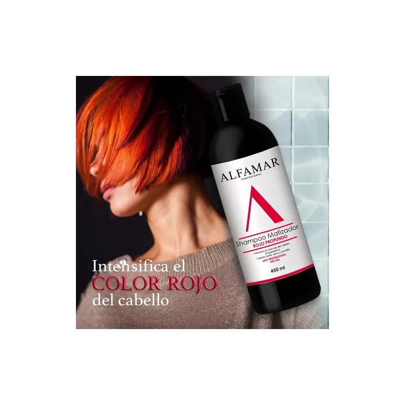 Shampoo Matizador Rojo Profundo Alfamar Sin Sal Para Cabello rojo