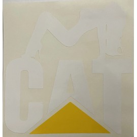 White & Yellow Caterpillar Trucker Girl White And Yellow Decal Sticker