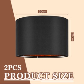 Weewooday 2 Pcs 30x20cm Fabric Drum Light Shade Large Modern Drum Lamp Shade Black Drum Lampshade with Golden Inner Stylish Drum Pendant Cylinder Ceiling Pendant for Table Lamp Bedside Lamp Floor Lamp