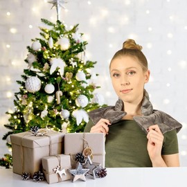 Mars Wellness Heated microwavable Neck and Shoulder Wrap - Herbal Hot/Cold Deep Penetrating Weighted Herbal Aromatherapy Shoulder and Neck Therapy Wrap - Made in The USA (Charcoal) - 2 Pack