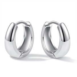 micuco Chunky Gold Hoop Earrings for Women - 18K White Gold Plated Lightweight Hollow Hypoallergenic Earrings for Women