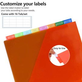 XUCHUN 8-Tab Binder Dividers with Pockets, Plastic Tab Dividers for 3 Ring Binder Organizer,3 Hole Sheet Protectorsh for US Letter Size in 0.5”,1”,2”,3 inch Binders