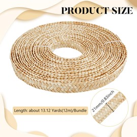 BENECREAT 13.12 Yards Wheat Straw Ribbon for Hat Making, 0.83 Inch Wide Straw Braid Ribbon for Hat Making DIY Craft Accessories, Blanched Almond Color