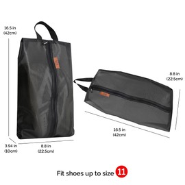 YOUNGTIME Shoe Bags for Travel,Water Resistant Shoe Storage Organizer for Packing,Travel Shoe Bag with Zipper for Women and Men(Black,2 Pack)