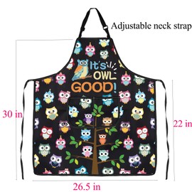 ENSIANTH Owl Aprons for Women with Pockets Owl Gifts for Owl Lovers It’s Owl Good Cute Owl Cooking Kitchen Chef BBQ Apron (2519 Owl Aprons)