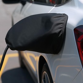 EV Charger Plug Port Cover, Waterproof Electric Vehicle Charging Port Protector, Magnetic Electric Car Charger Plug Cover for All-Weather Protection - Black